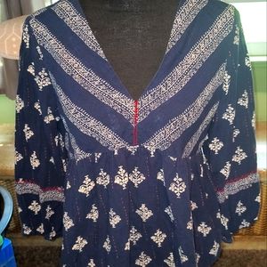 Lucky Brand Women's Navy Blue Boho Blouse. Sz M. $15